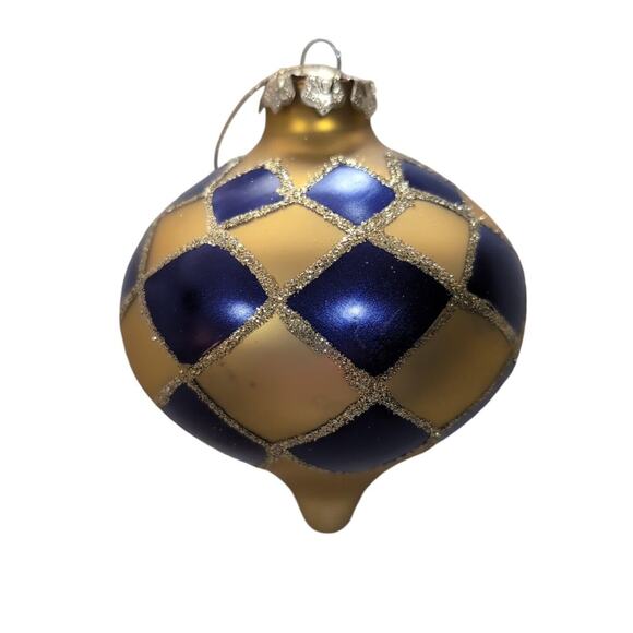 Christmas Ornaments Lot Of 4‎ Satin Finish Glass Onion Large Gold Green Purple - Picture 3 of 5